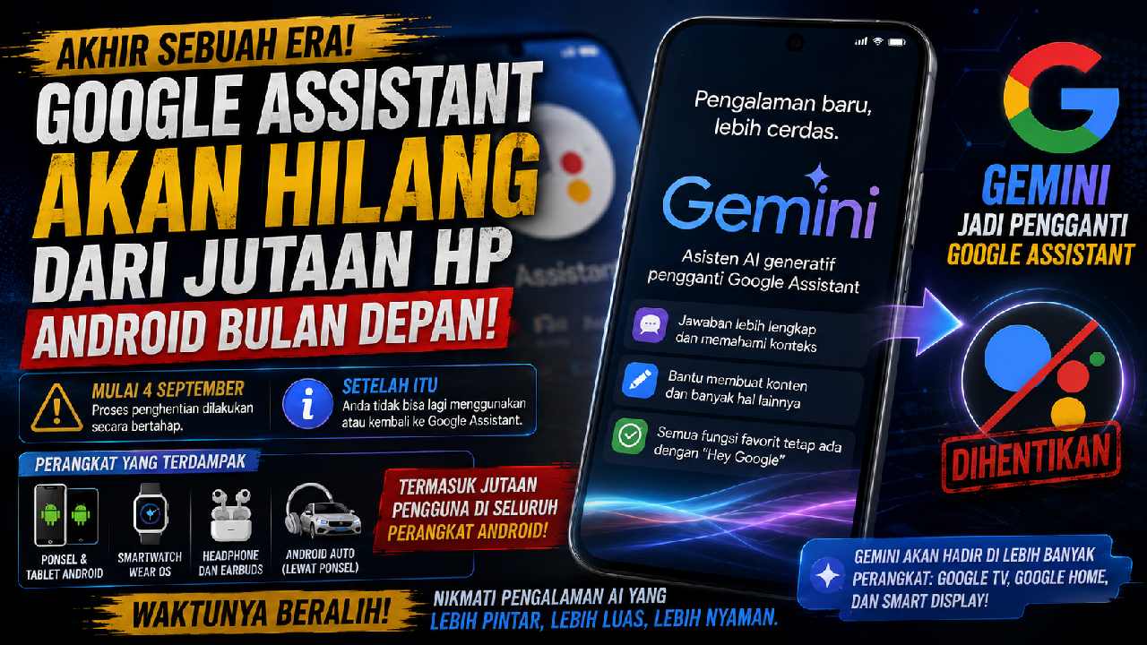 Google Assistant Akan Hilang dari Jutaan HP Android, Gemini Resmi Jadi Pengganti